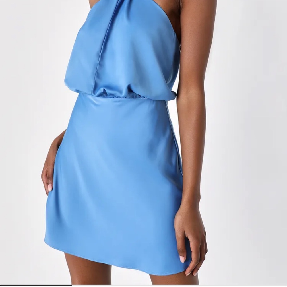 Elegant Blue Halter Dress
